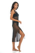 SOLID LONG DRESS - POWER MESH PRINT